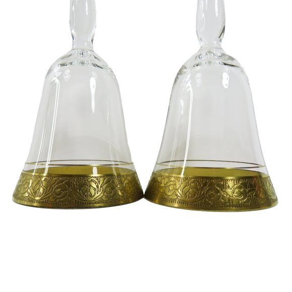 Vintage TWO (2) Tiffin? Minton? Gold Encrusted Band Clear Smooth 6.75" Glasses - Picture 8 of 15